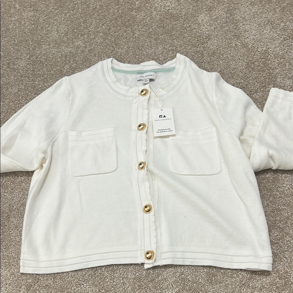 White Cardigan with Gold Buttons